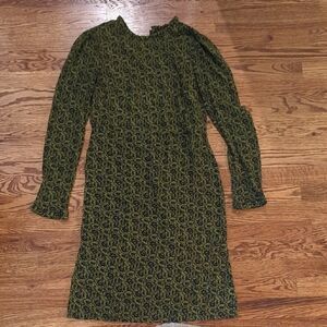 Boden Black and Green Long Sleeve Dress